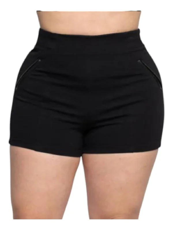 Elegant casual women's pantsPonte Zip Back Hot Shorts In Black