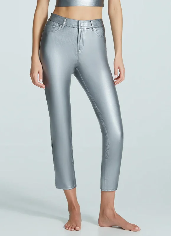 Light wash jeans for a casual vibeFaux Leather Five Pocket Pant In Platinum