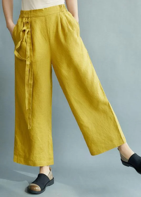 Geometric print women's pantsChic Yellow Loose Straight Fall Casual Pants