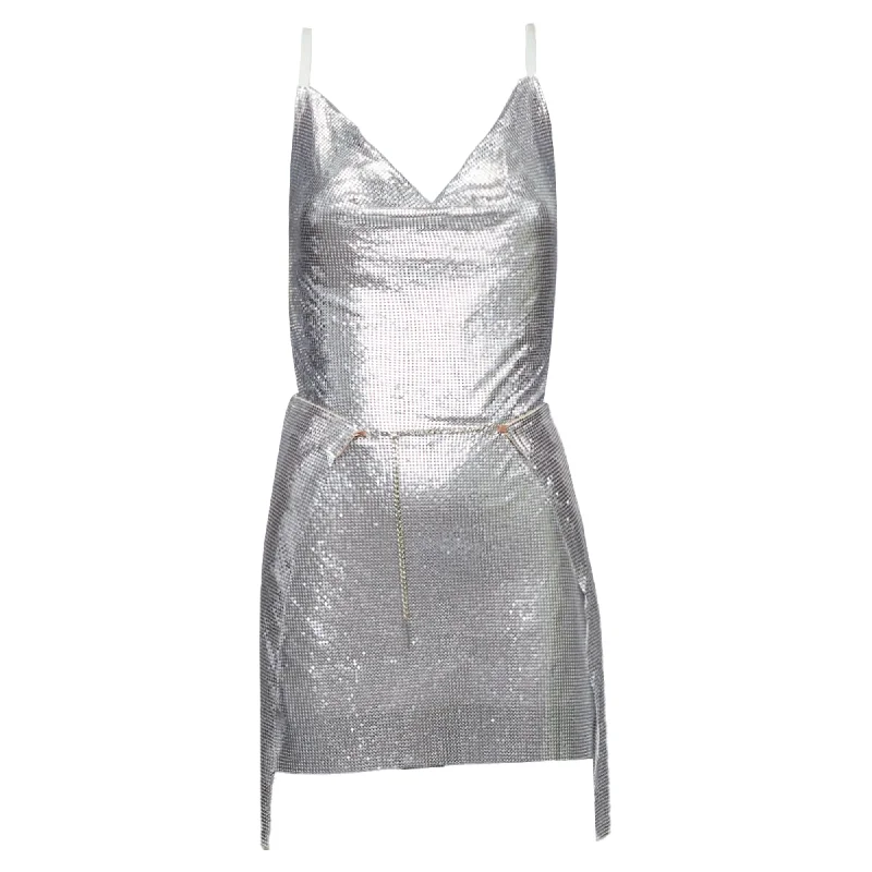 Gym wear dresses for athletic activitiesPoster Girl Adrianne Aluminium Silver Chainmail Top Skirt Dress