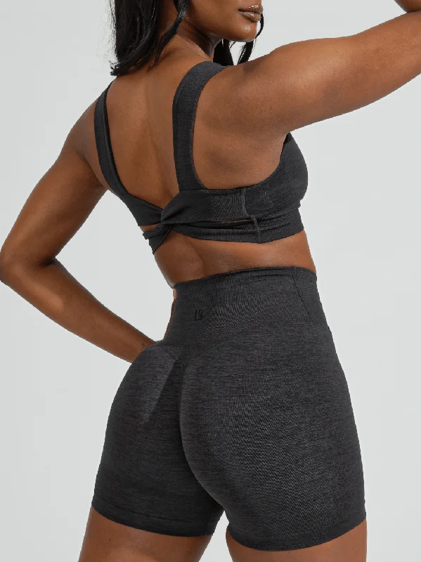 seamless lingerie with lace trim on the waistSynergy Seamless Sports Bra - Charcoal