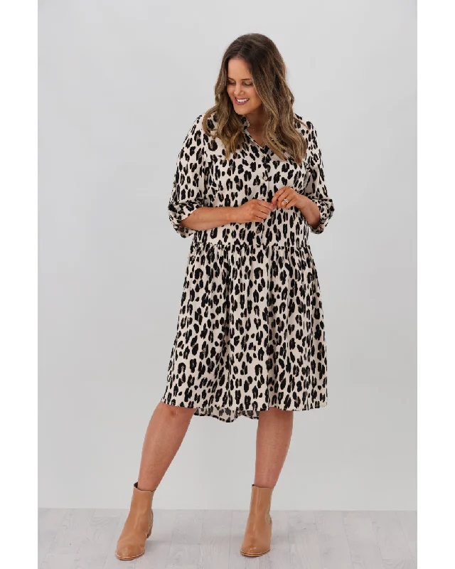 Tight-fitting dresses for womenNew U Collection Shirt Styled Midi Dress Animal