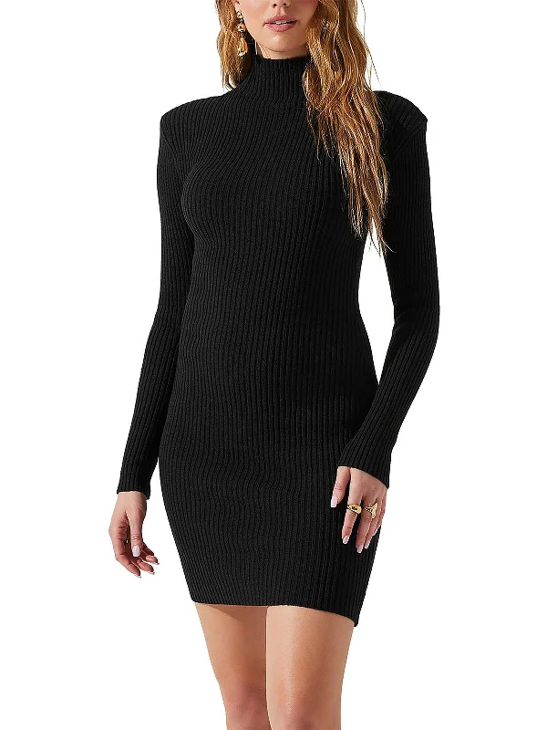 Godet dresses for womenGwendolyn Womens Turtleneck Mini Sweaterdress