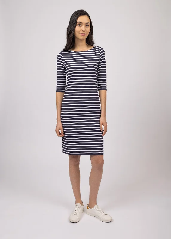 Statement women's bottomsPropriano anti-UV striped dress - with 3/4 length sleeves (NAVY/NEIGE)