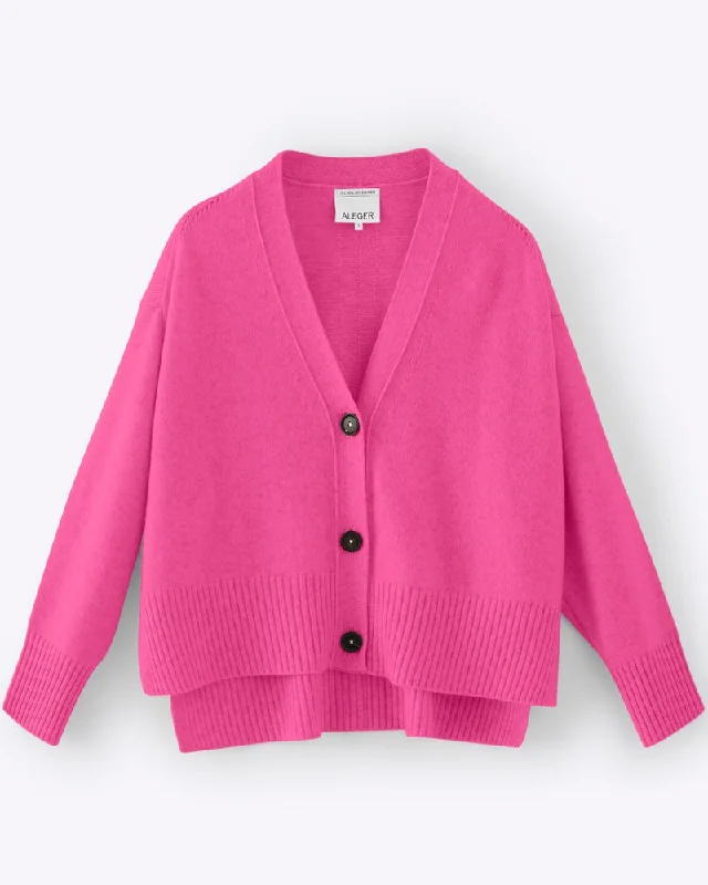 Crew neck women's sweaterAleger N.99 Cashmere Blend Oversized Cardigan - Pink Flash