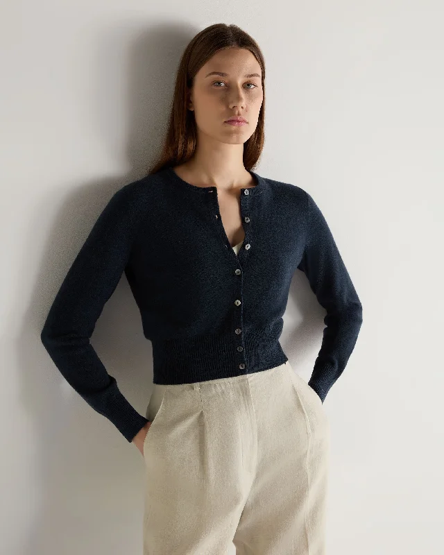 Sequined women's sweaterWomen's Ivy Cropped Cashmere Cardigan Indigo Blue