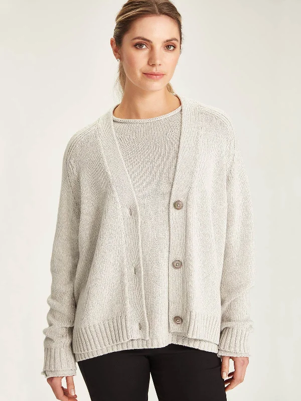 Layered women's sweaterSills + Co Janaya Cardigan - Lather Grey