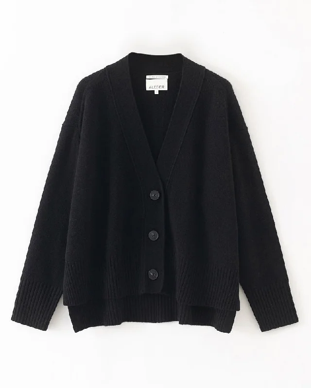 V-neck women's sweaterAleger N.99 Cashmere Blend Oversized Cardigan - Black