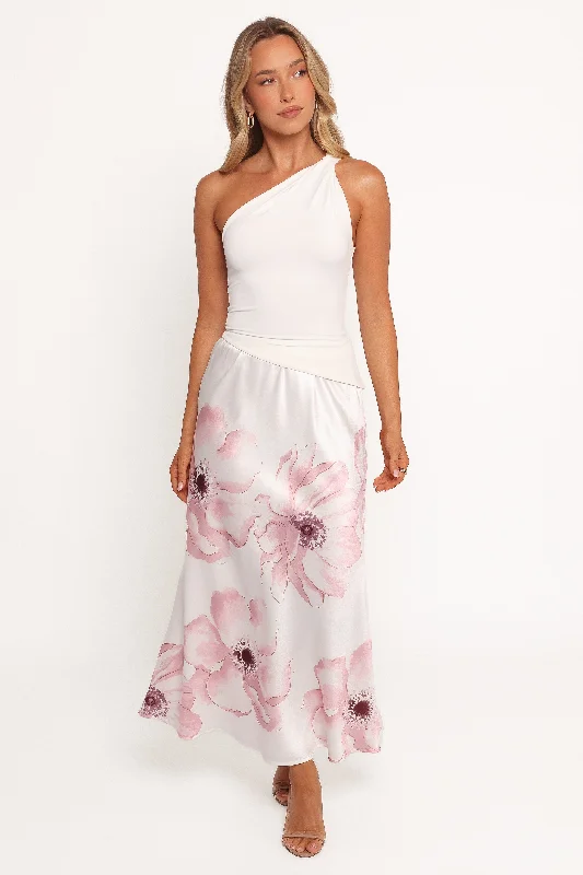 Godet skirts for womenLila Maxi Skirt - Pink White Floral