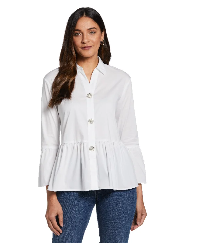 Women's casual topsPetite Poplin Peplum Blouse