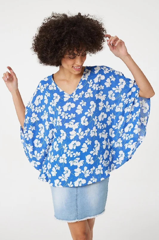 Sequined women's topsFloral Batwing Blouse Top