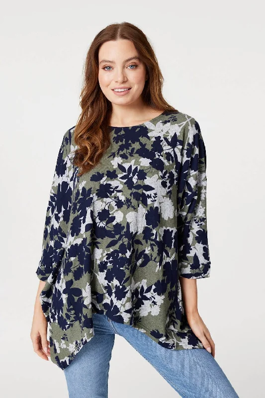 Spaghetti strap women's topsLeaf Print Oversized Blouse Top