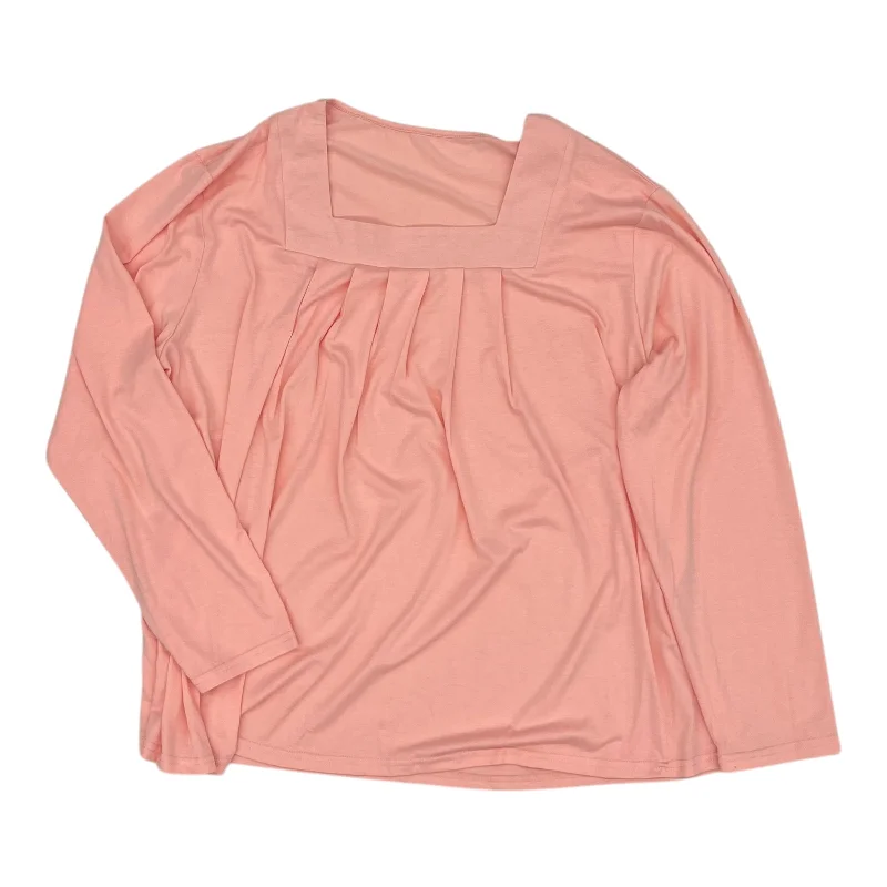 Crew neck women's topsTop Ls By Cmf In Pink, Size:1X