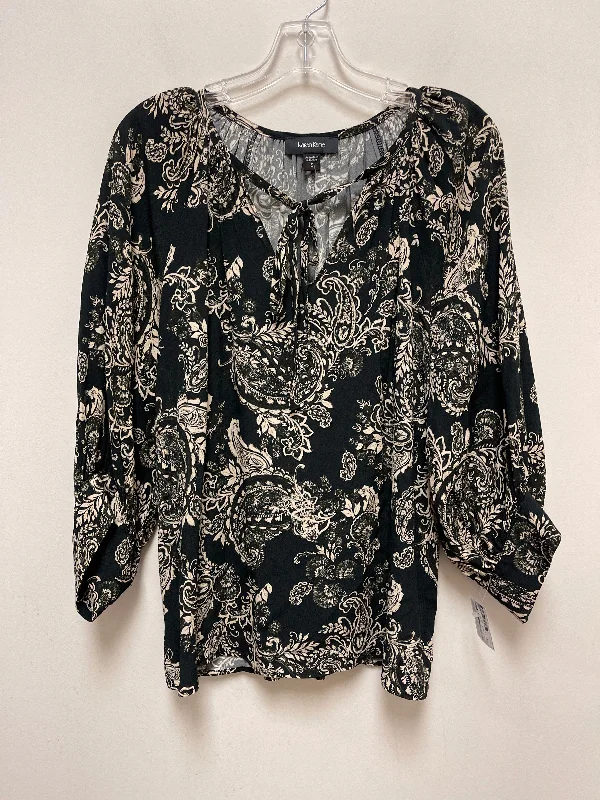 Burgundy women's topsBlack & Cream Top Long Sleeve Karen Kane, Size S