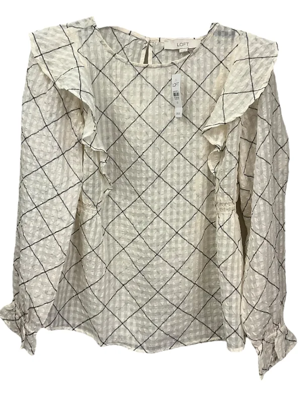 Easy-care women's topsBlack & Cream Top Long Sleeve Loft, Size Xs