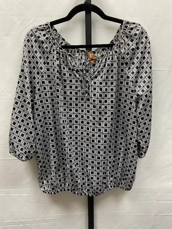 Pastel women's topsBlack & White Top Long Sleeve Ellen Tracy, Size L