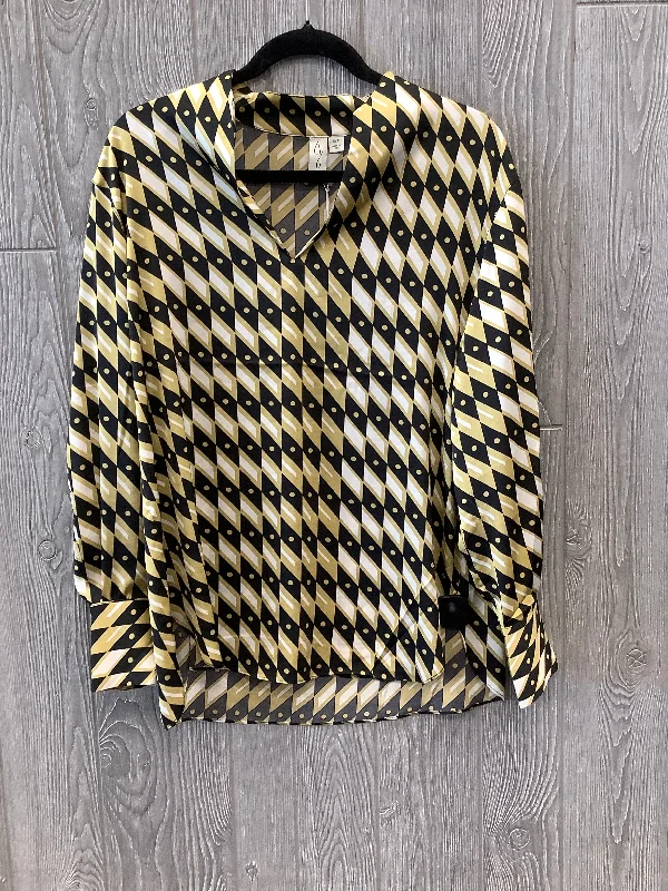 Pastel women's topsBlack & Yellow Top Long Sleeve Joie, Size Petite   S