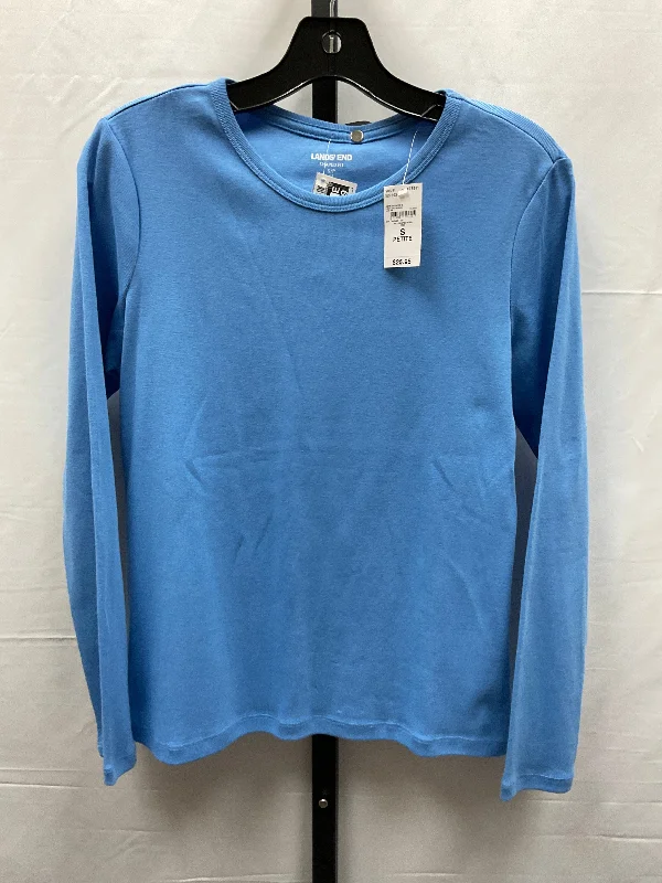 Women's casual topsBlue Top Long Sleeve Basic Lands End, Size Petite   S