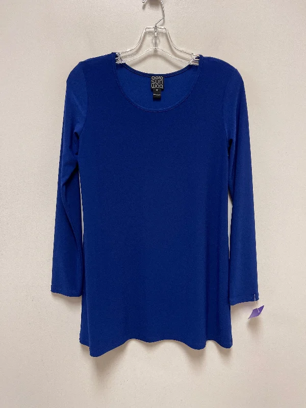 Local artisan women's topsBlue Tunic Long Sleeve Clara Sun Woo, Size Xs