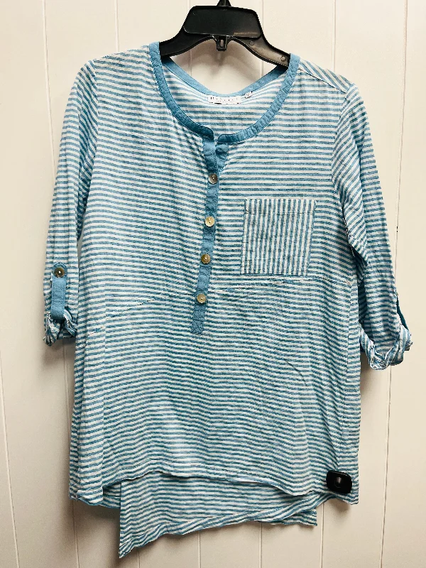 Sheer women's topsBlue & White Top Long Sleeve Habitat, Size Xs