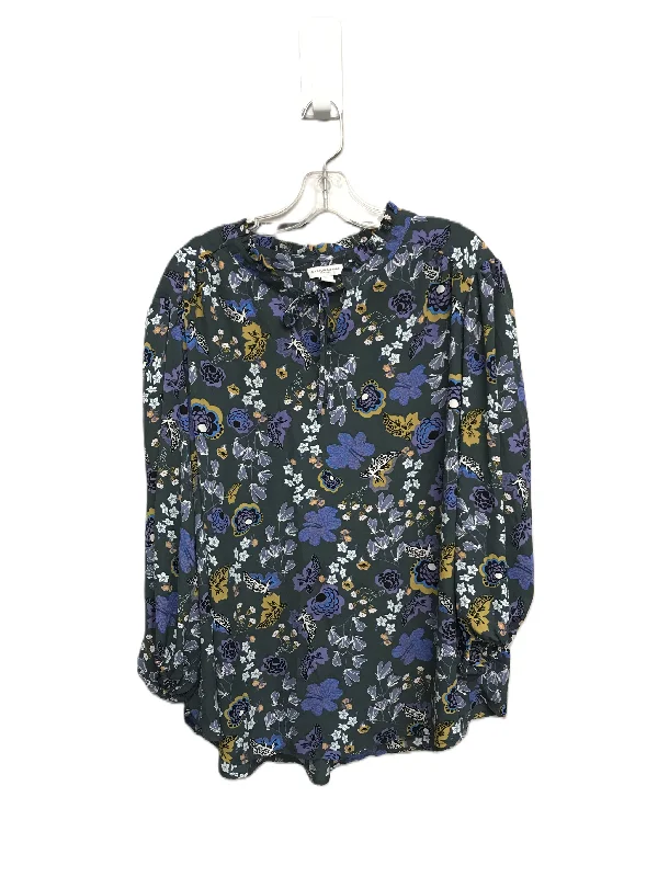 Teal women's topsFloral Print Top Long Sleeve By Carolina Belle, Size: 3x