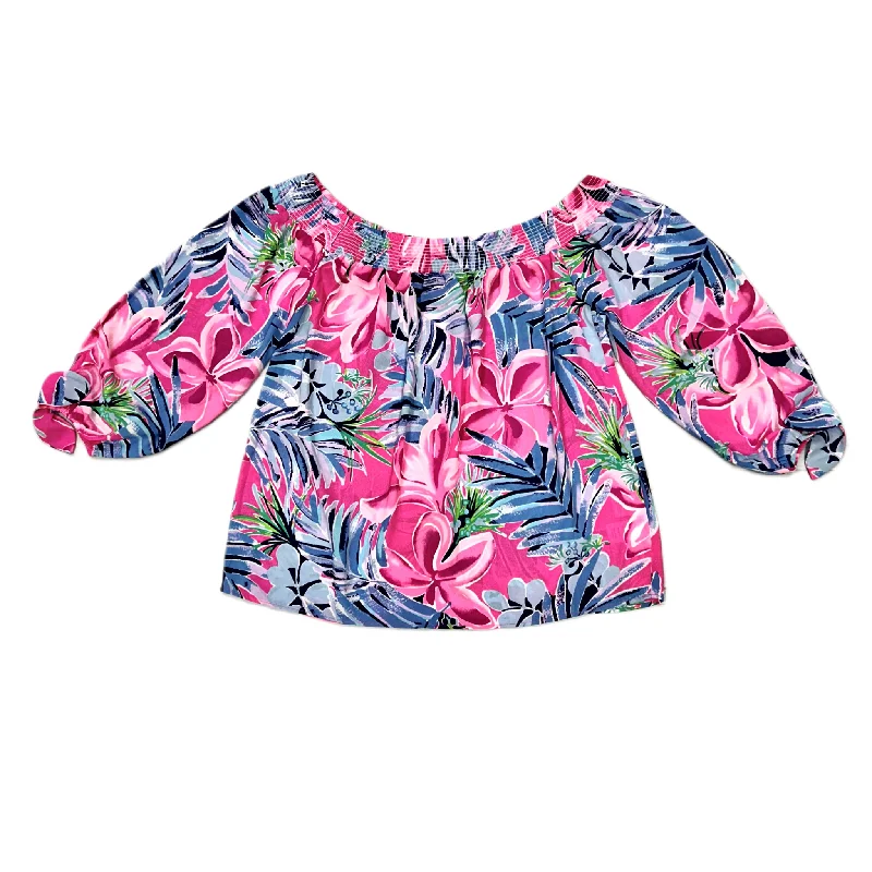 Winter women's topsFlowered Top Long Sleeve Designer By Lilly Pulitzer, Size: S