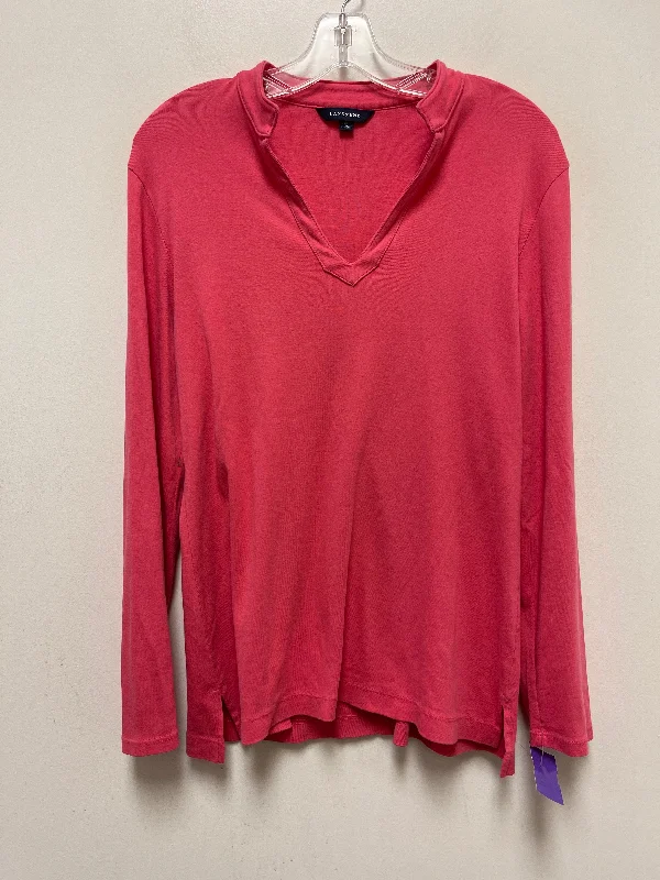 Tunic-style women's topsPink Top Long Sleeve Basic Lands End, Size S