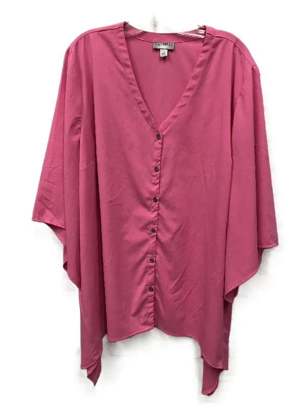 Wrinkle-resistant women's topsPink Top Long Sleeve By Catherines, Size: 2x