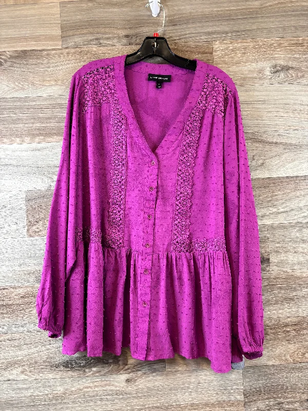 Fine knit women's topsPurple Top Long Sleeve Lane Bryant, Size 3x