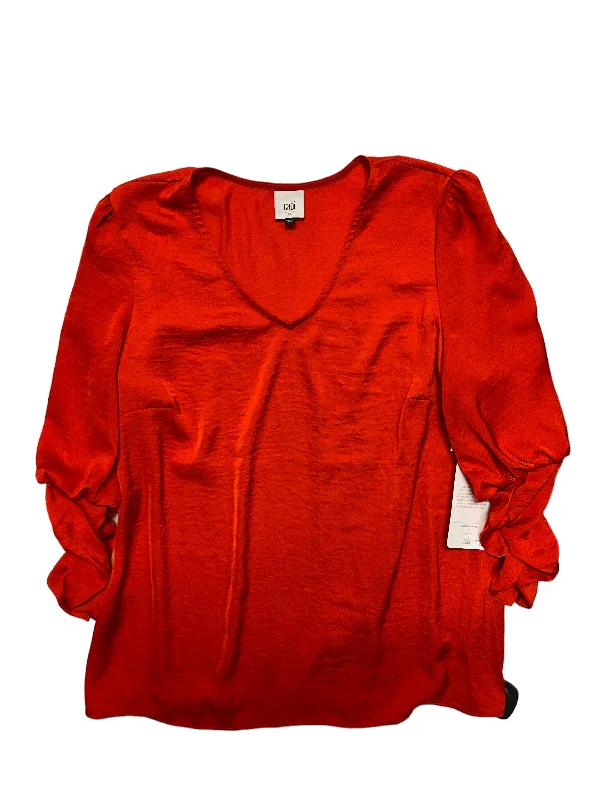 Button-down women's topsRed Top Long Sleeve Cabi, Size M