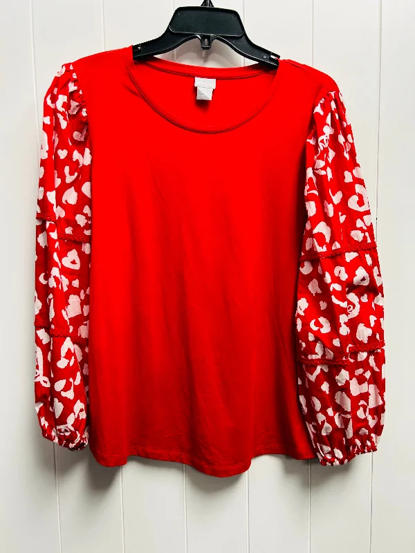 Designer women's topsRed Top Long Sleeve Chicos, Size L