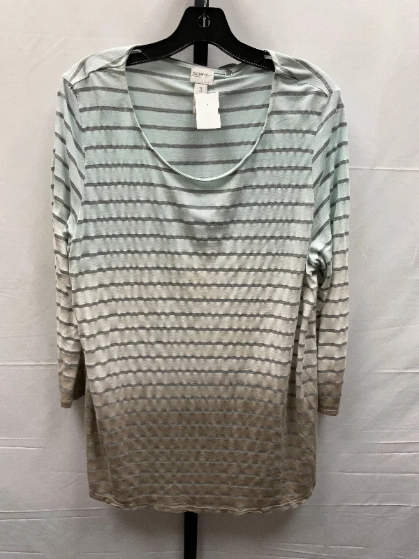 Scoop neck women's topsStriped Pattern Top Long Sleeve Zenergy By Chicos, Size Xl