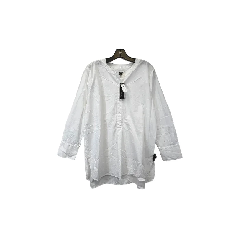 Lace-up women's topsWhite Tunic Long Sleeve Banana Republic, Size L